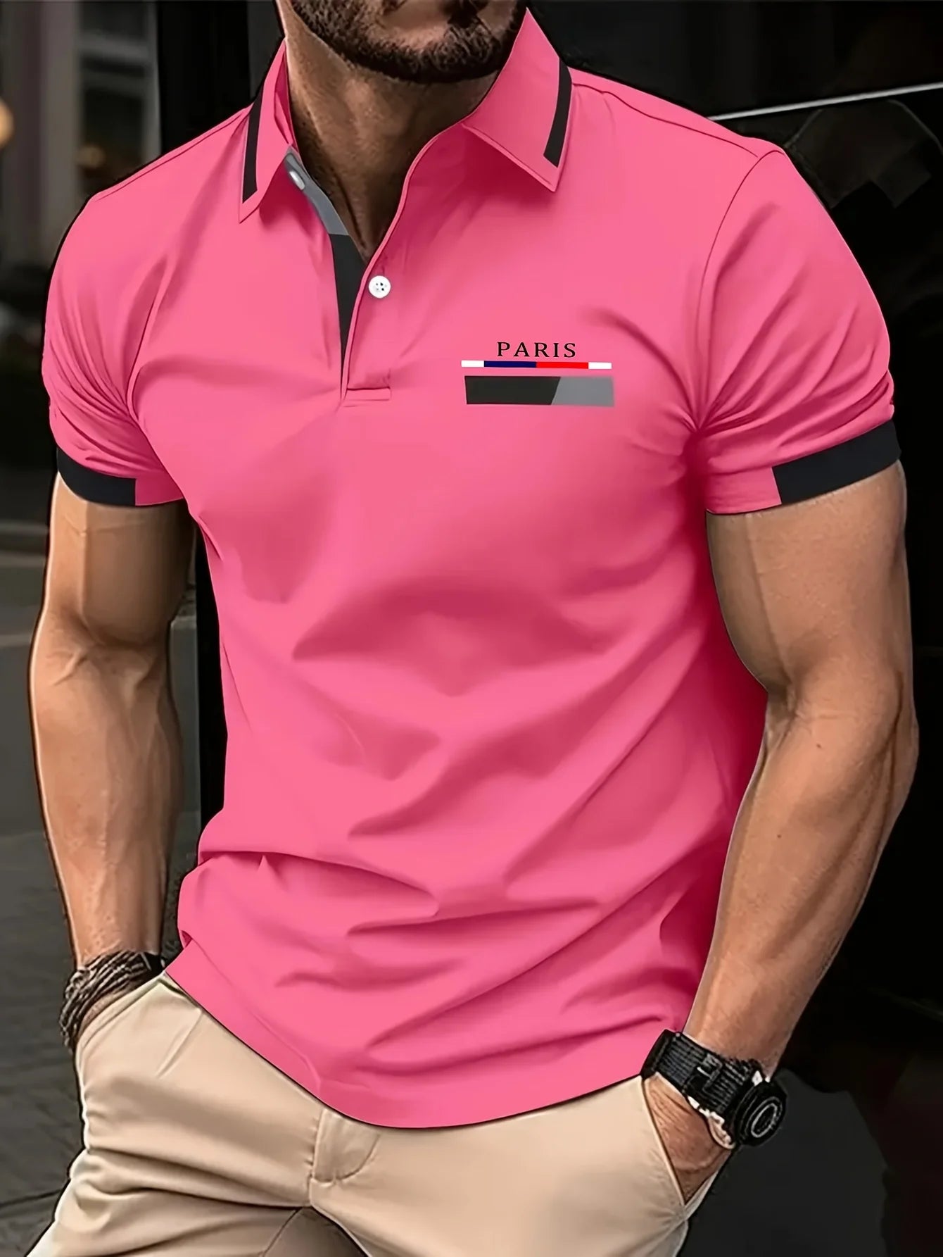 RED SPY Men's Summer Polo - 100% Polyester, Machine Wash