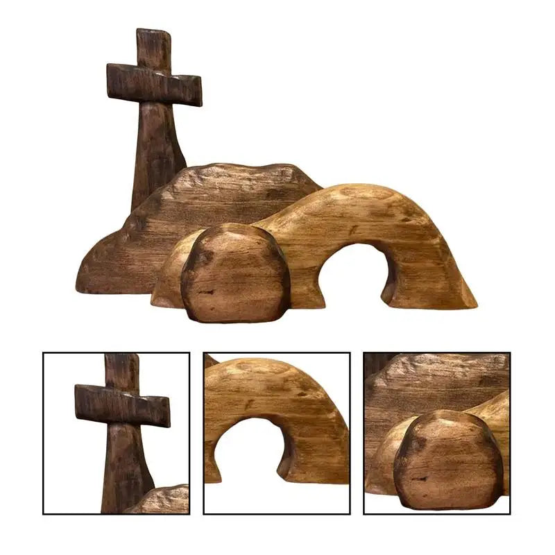 Wooden Empty Tomb Resurrection Scene