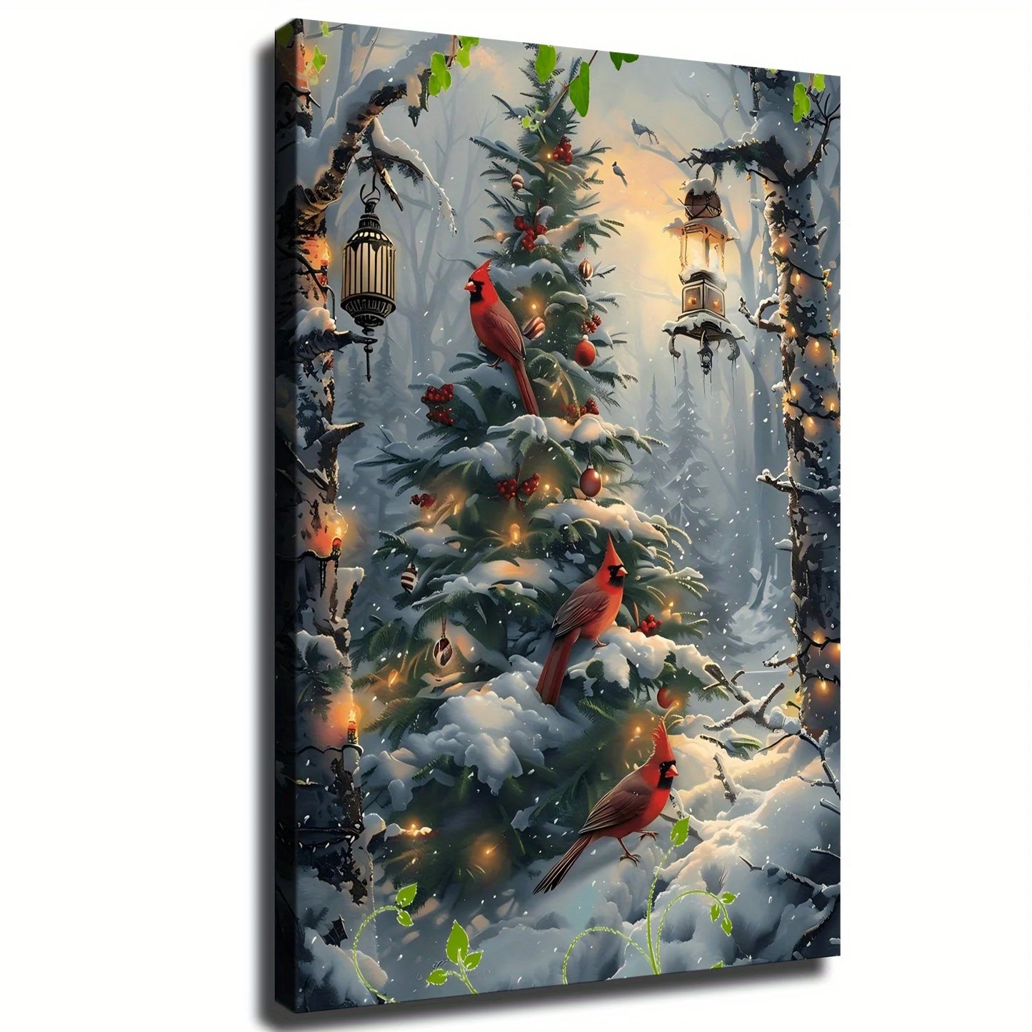 Christmas Cardinals Canvas Wall Art