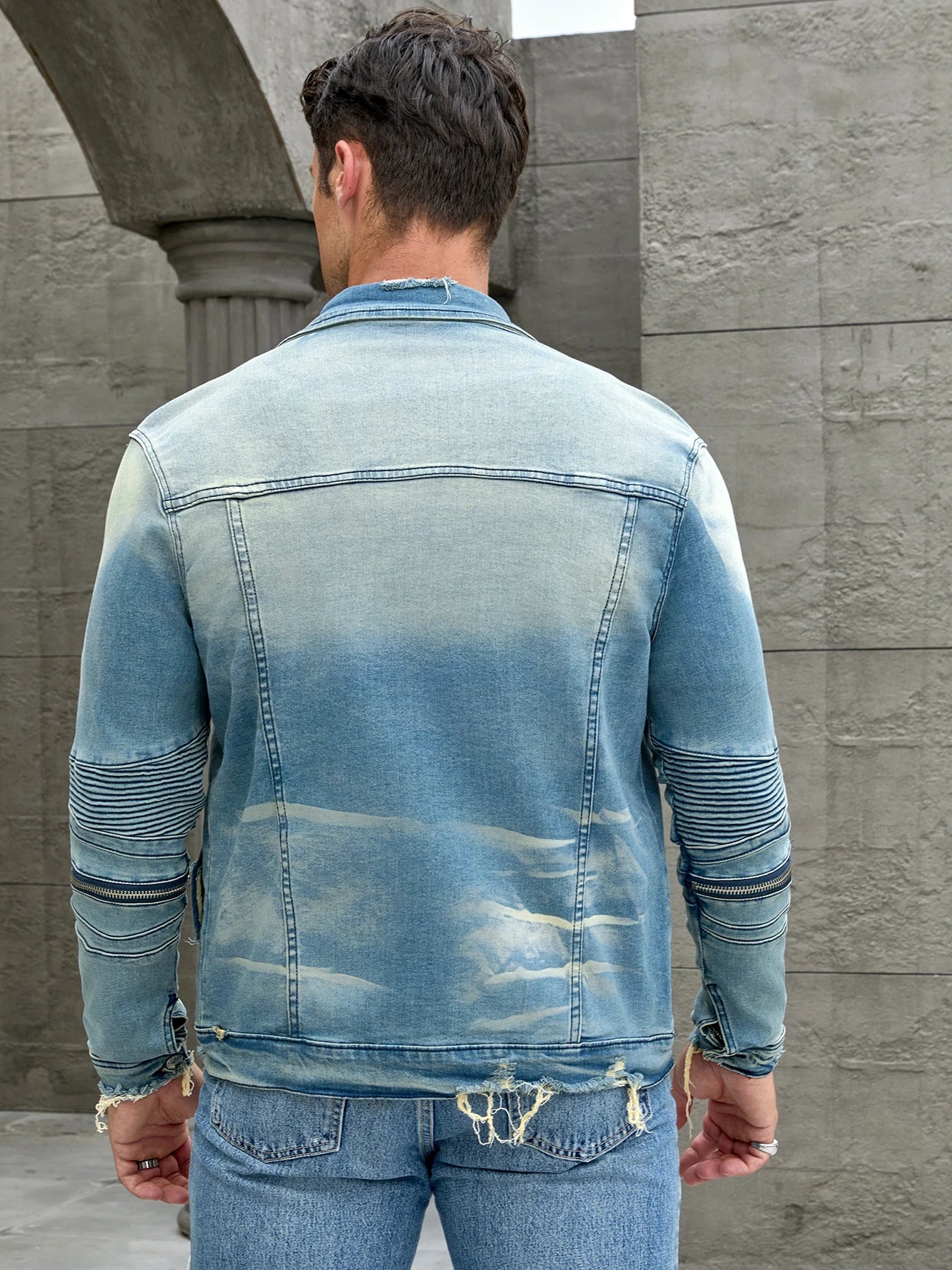 Men's distressed denim jacket