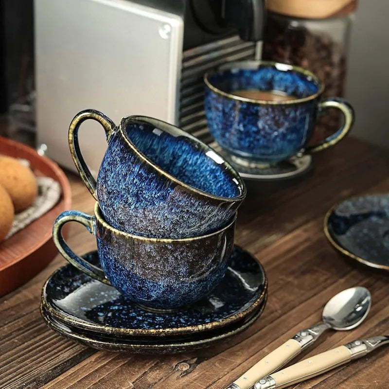 Set of 4 - 6.5 oz Cappuccino Cups with Saucers