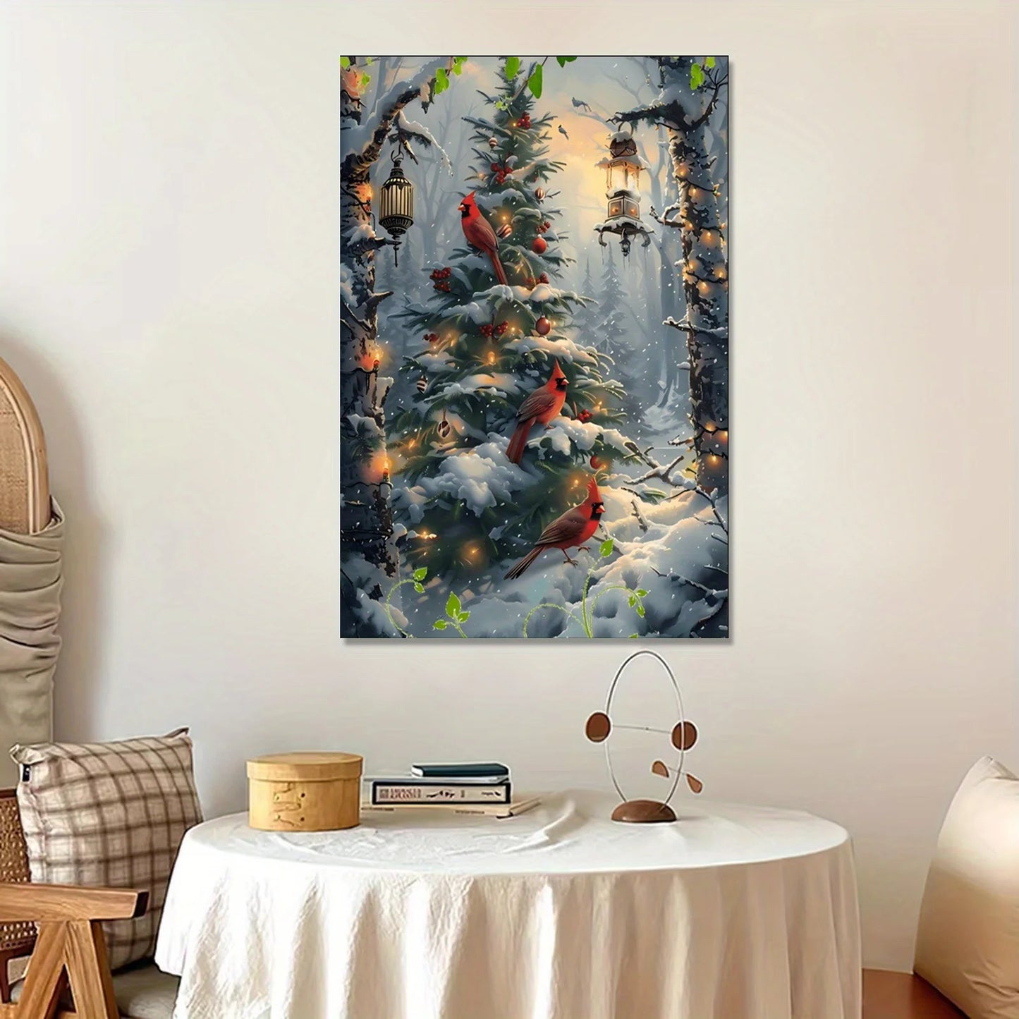 Christmas Cardinals Canvas Wall Art