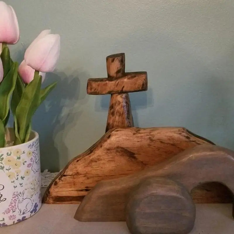 Wooden Empty Tomb Resurrection Scene
