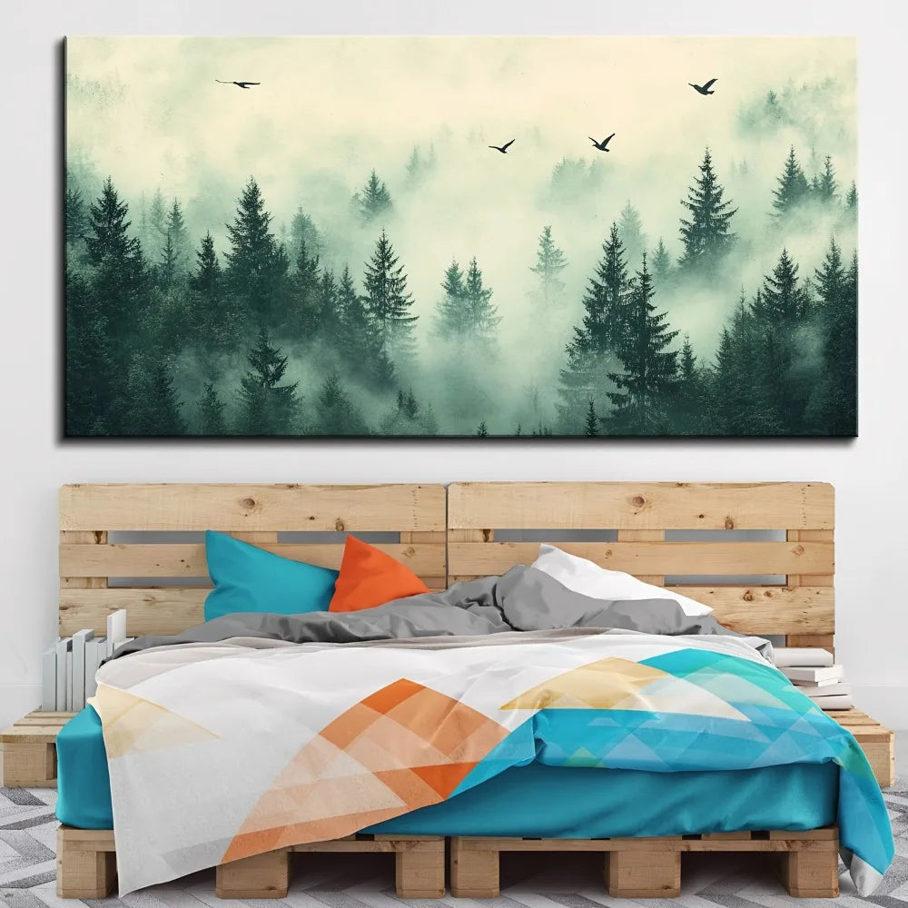 Modern Outdoor Landscape Canvas Wall Art - 1.5 inch thick solid pine wood frame