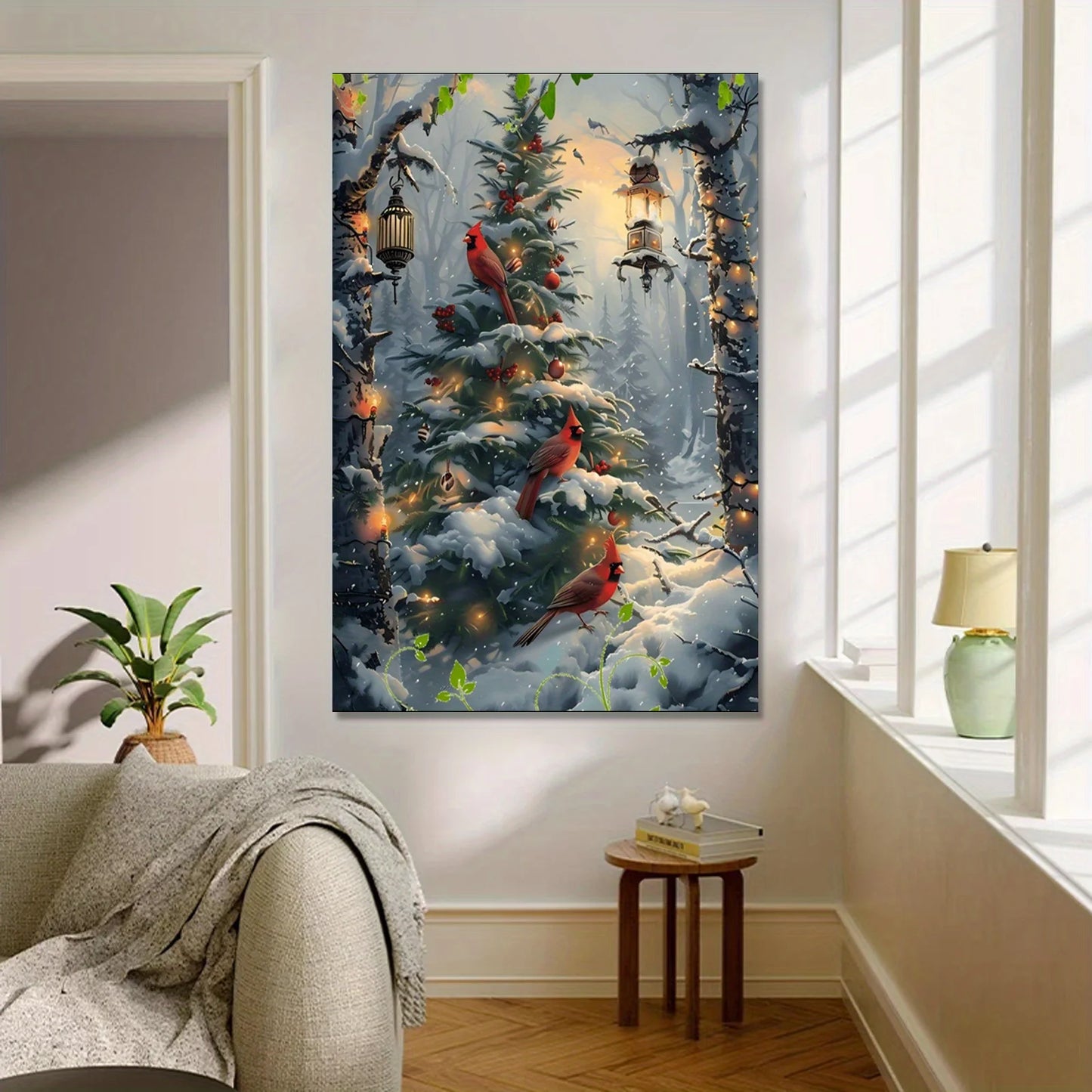 Christmas Cardinals Canvas Wall Art