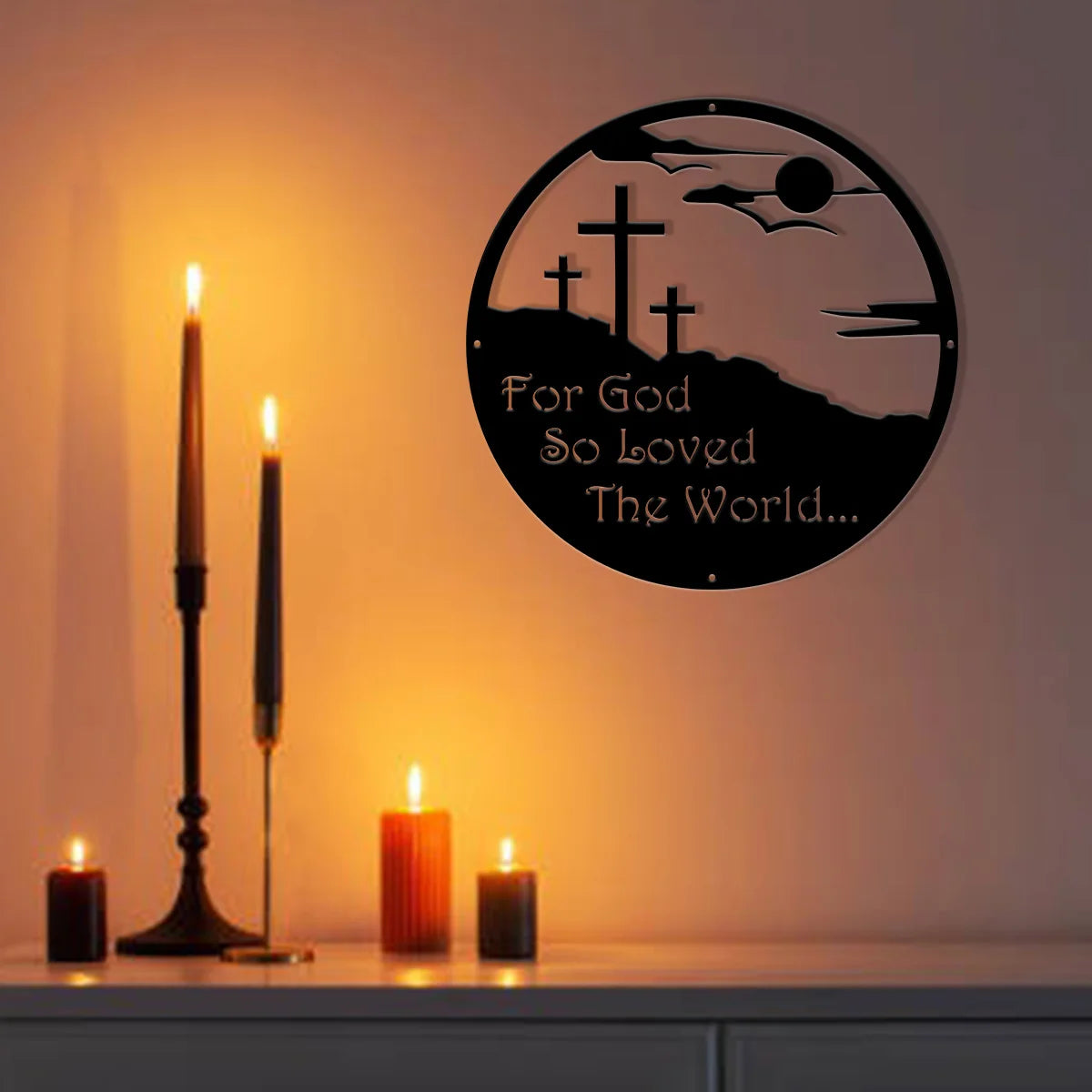 1pc Metal "For God So Loved The World" Sign