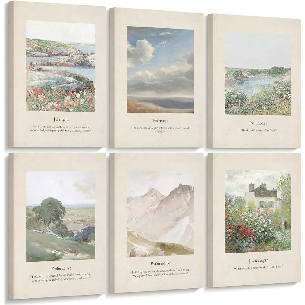 Set of 6 Canvases displaying the Bible Verse Psalm 23