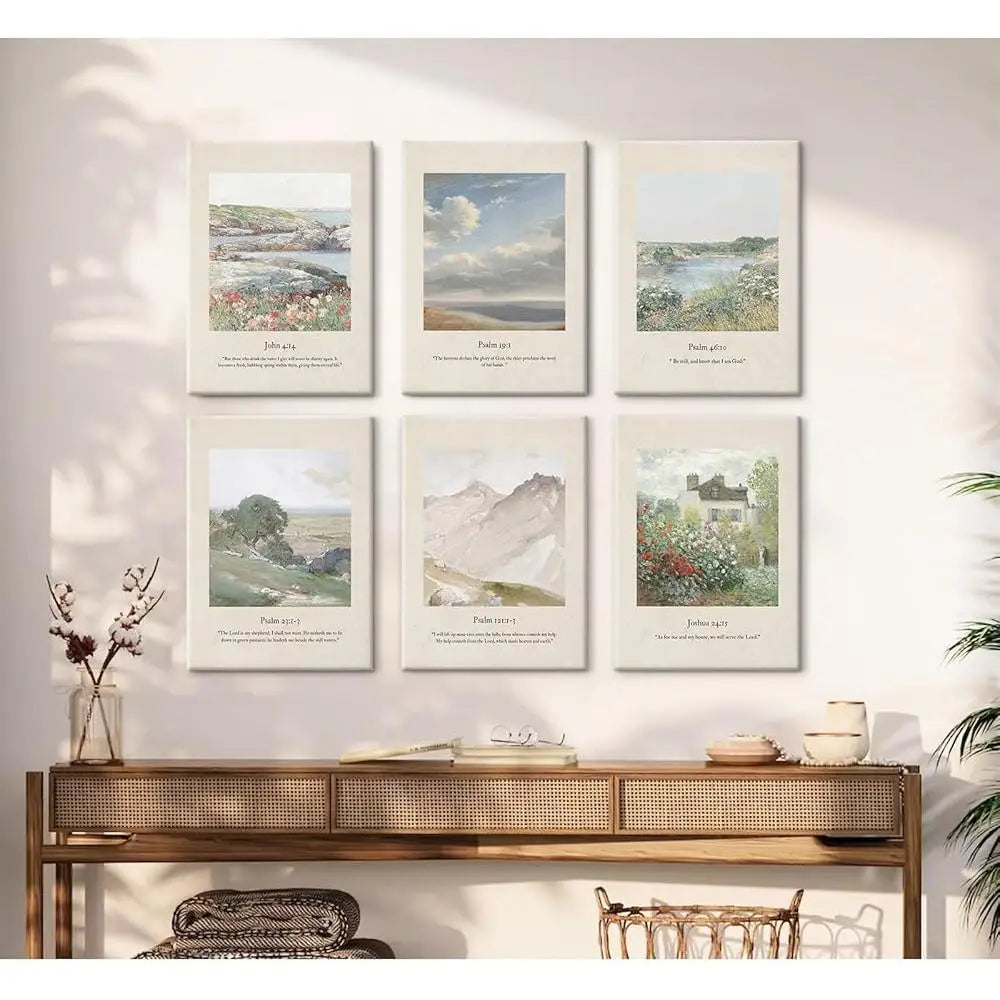 Set of 6 Canvases displaying the Bible Verse Psalm 23