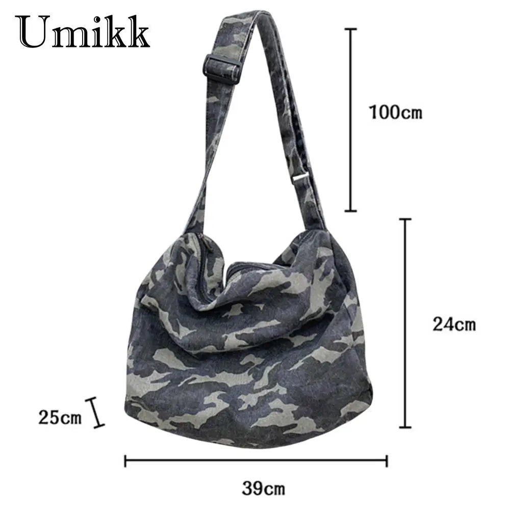 Casual Camouflage Canvas Messenger Bag - Large Capacity