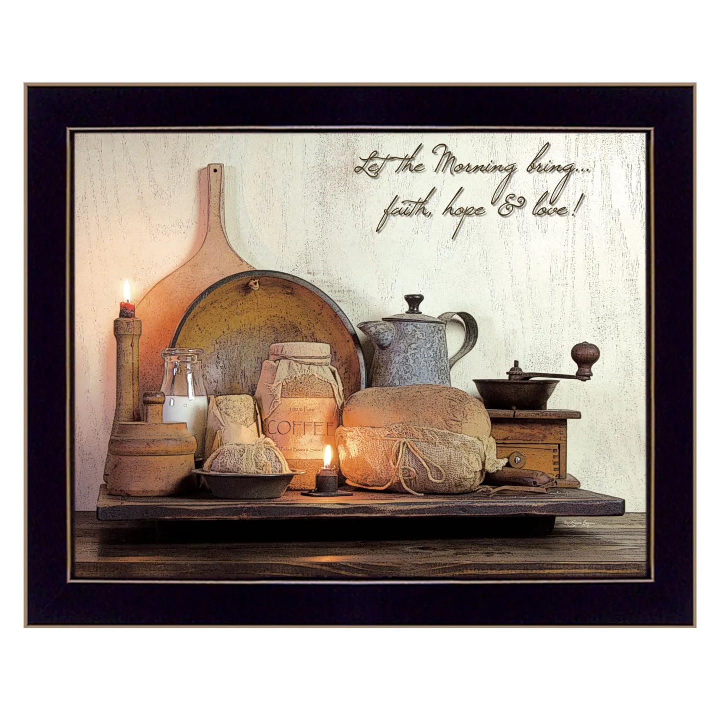 Faith Hope Love Wall Art, Black Frame, Ready to Hang