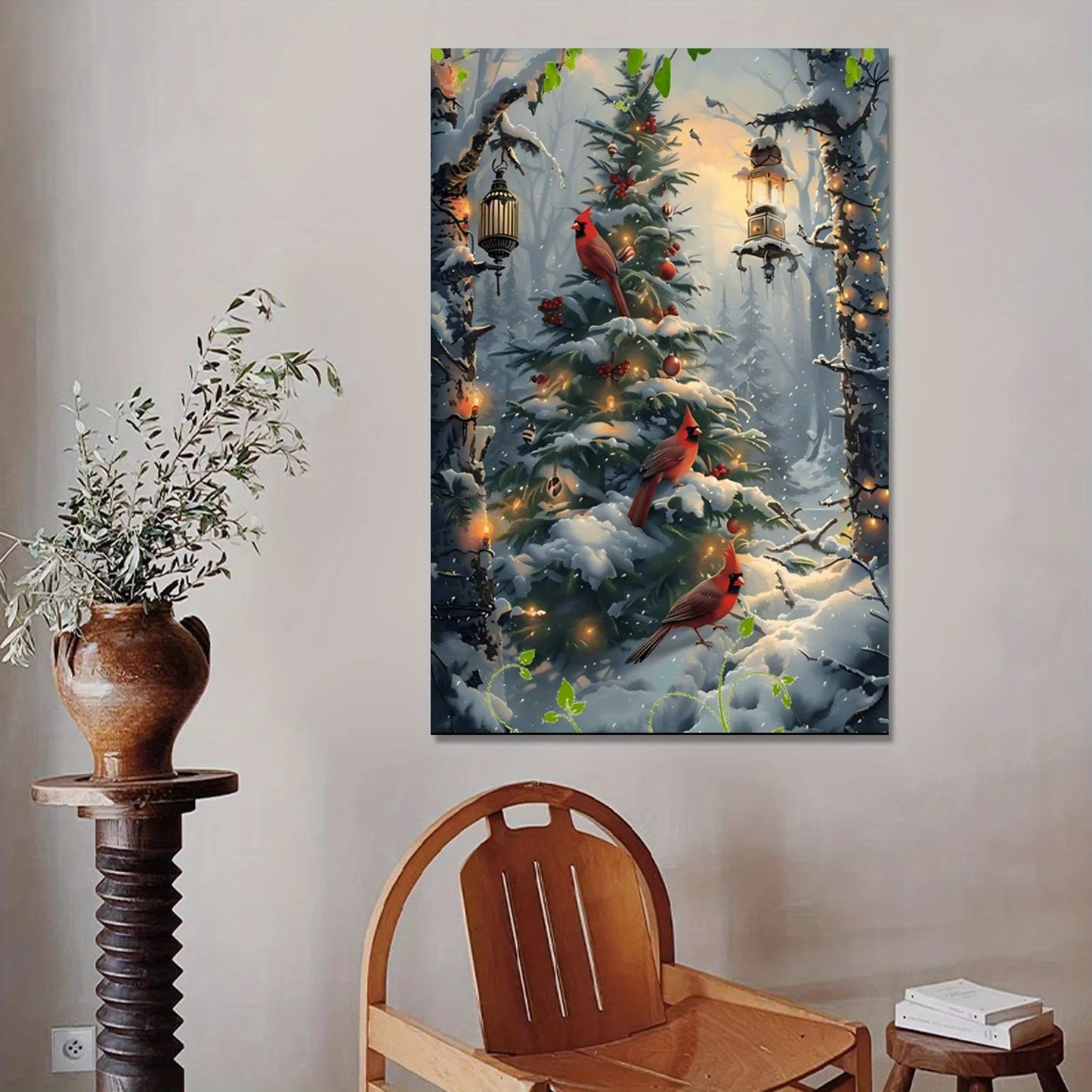 Christmas Cardinals Canvas Wall Art
