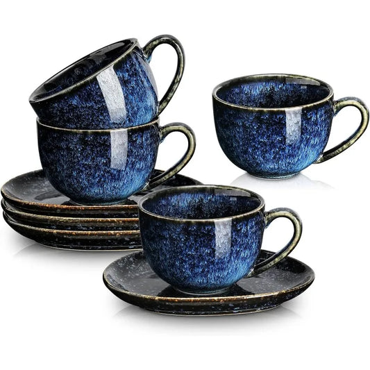 Set of 4 - 6.5 oz Cappuccino Cups with Saucers