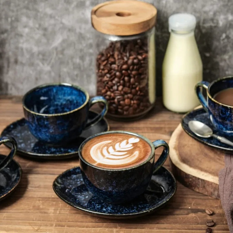 Set of 4 - 6.5 oz Cappuccino Cups with Saucers