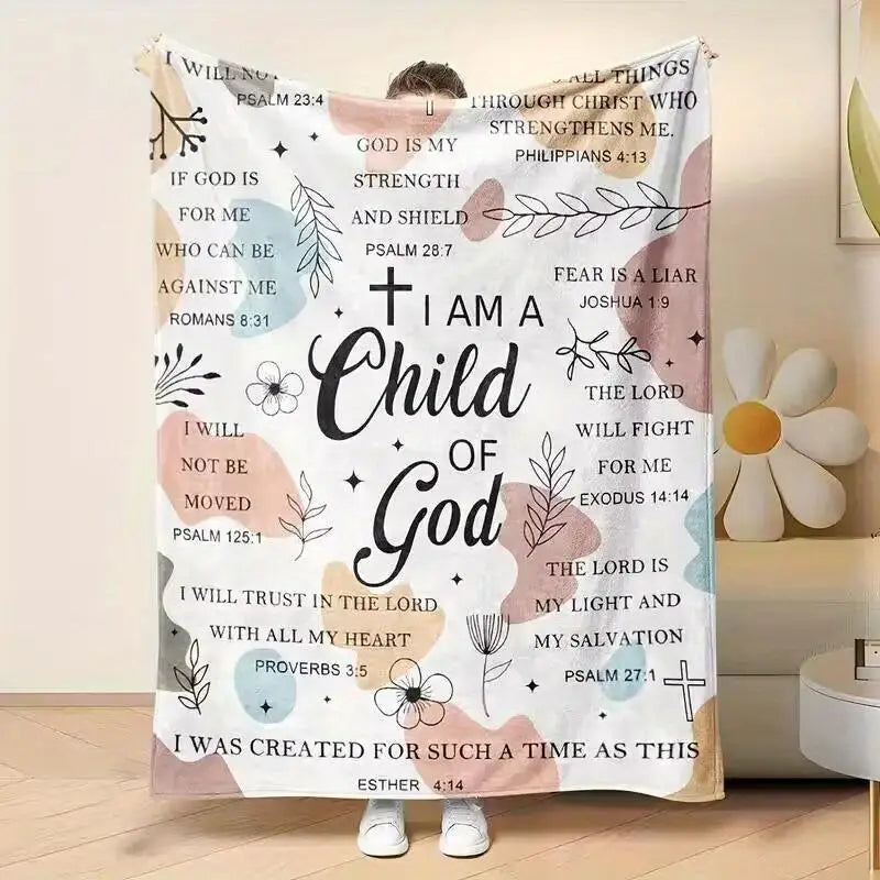 Soft "I Am a Child of God" Sofa Blanket