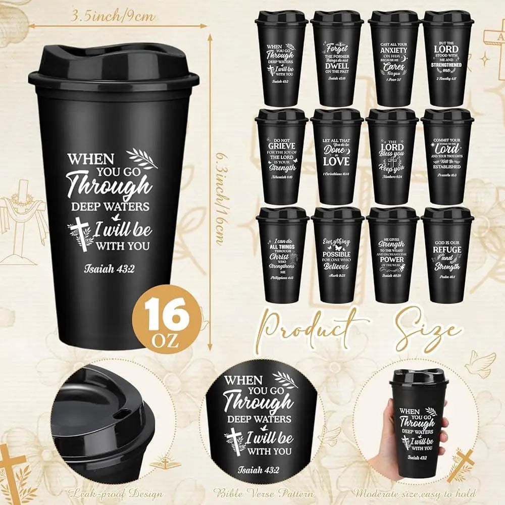48 Pack Christian Scripture to-go Coffee Mugs with Lid/Straw