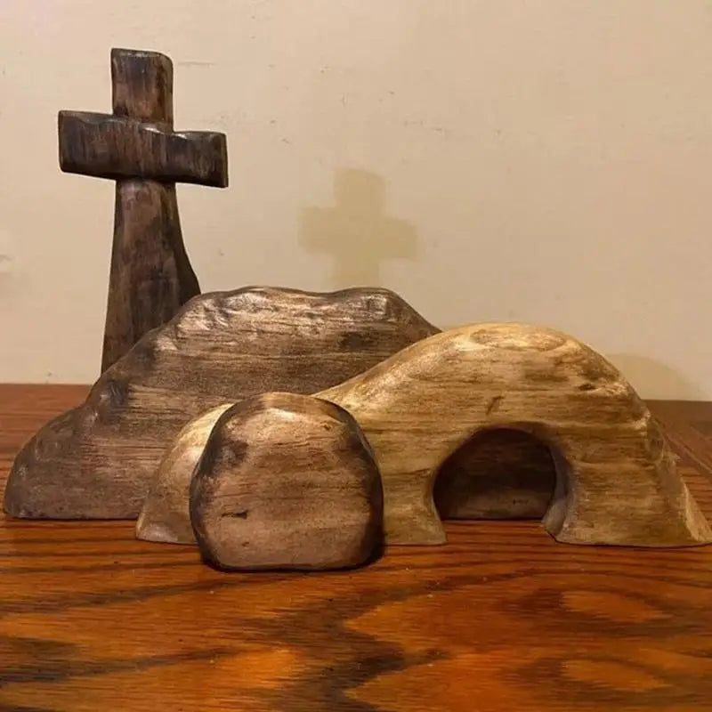 Wooden Empty Tomb Resurrection Scene