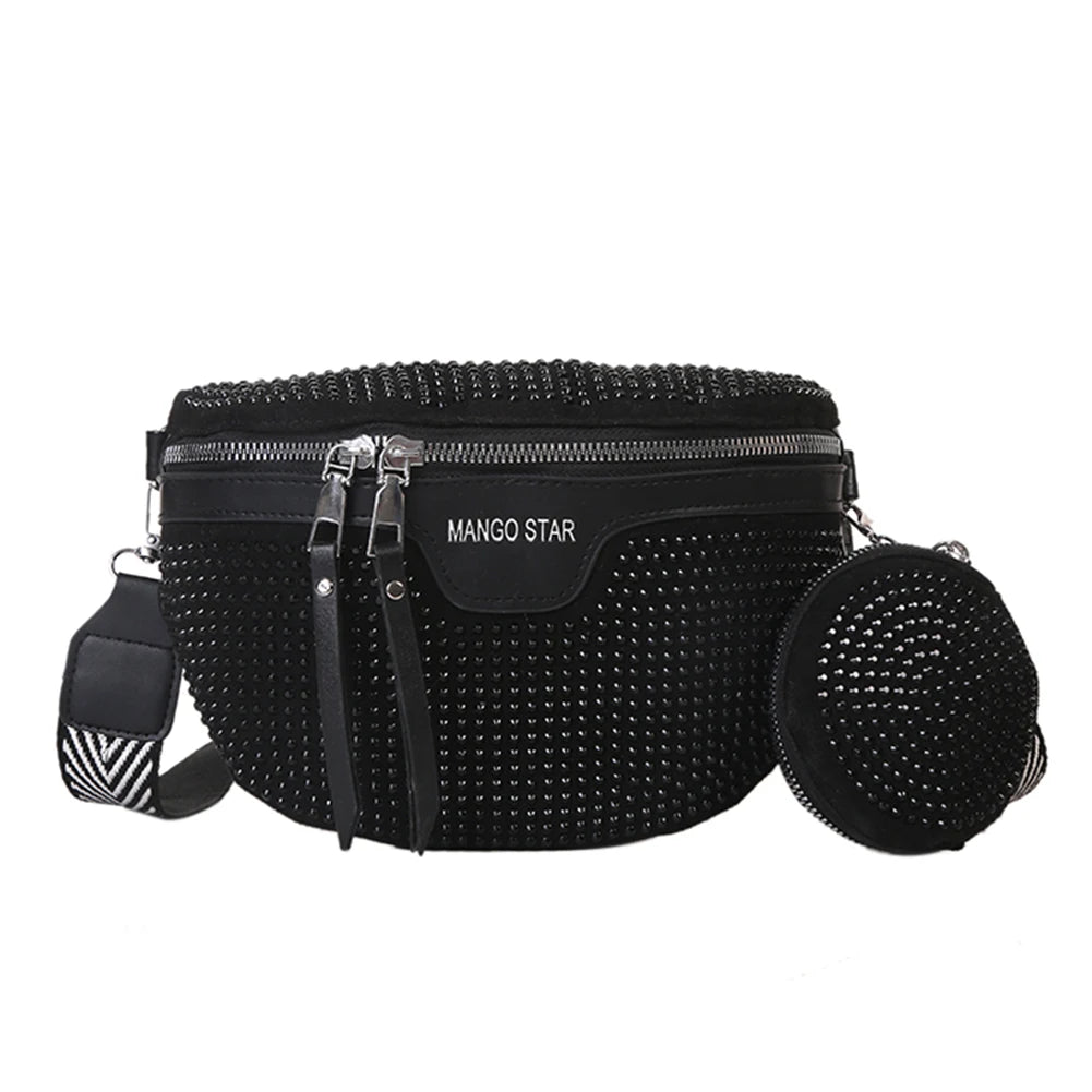 Rhinestone Chest/Waist Belt/Crossbody Handbag