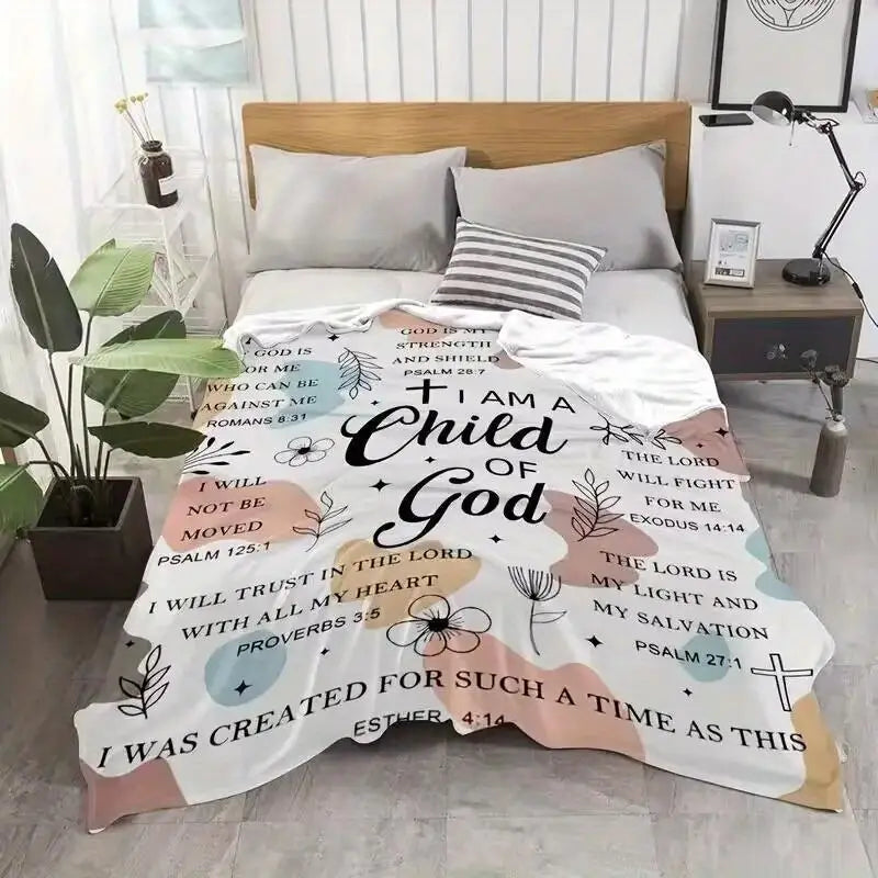 Soft "I Am a Child of God" Sofa Blanket