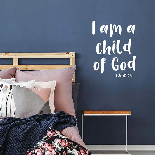 "I Am A Child of God" 1 John 3:1 Bible Verse Vinyl Sticker Wall Art