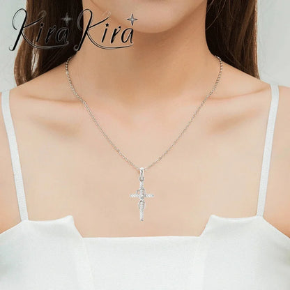 Alloy Pendant With Diamond Cross Necklace