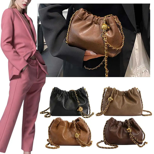 PU Leather Crossbody W/ Chain Shoulder Strap