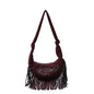 Suede Shoulder Bag W/ Tassels - Large Capacity