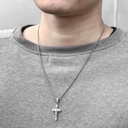 Stainless Steel Cross Pendant Necklace for Men -  Gold/Silver tone