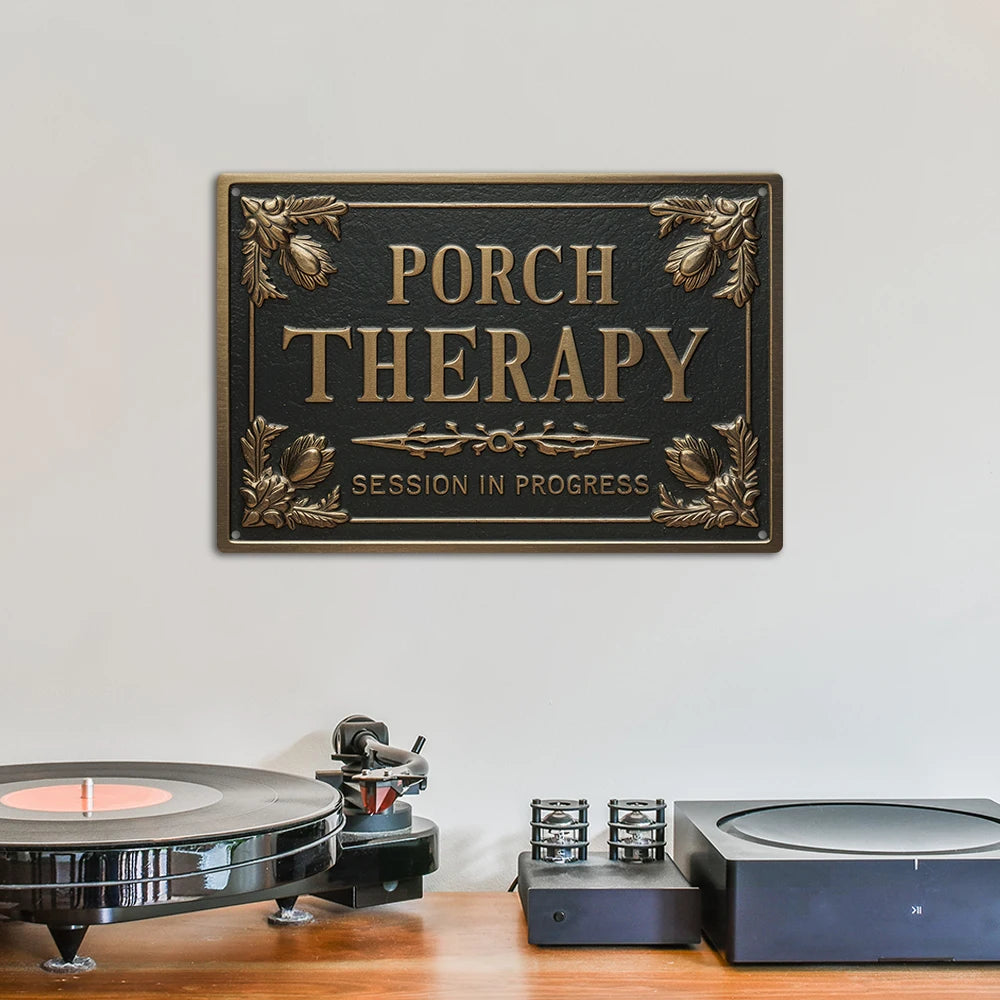 7.8 X 11.8 Inch PORCH THERAPY Vintage Metal Sign