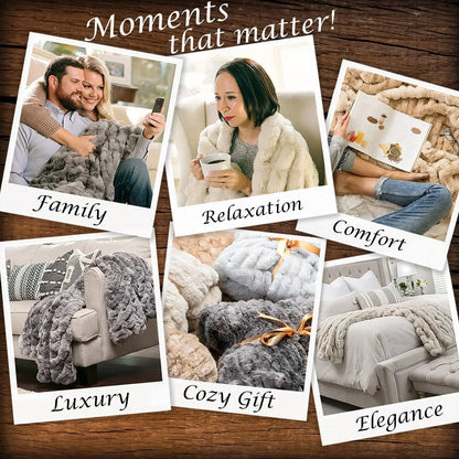 Premium Luxuriously soft, Faux Fur Throw/Blanket - 50" x 65\u201d - Off White