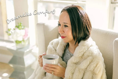 Premium Luxuriously soft, Faux Fur Throw/Blanket - 50" x 65\u201d - Off White