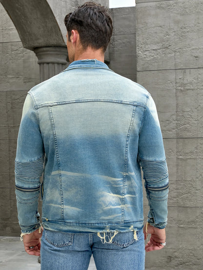 Men's distressed denim jacket