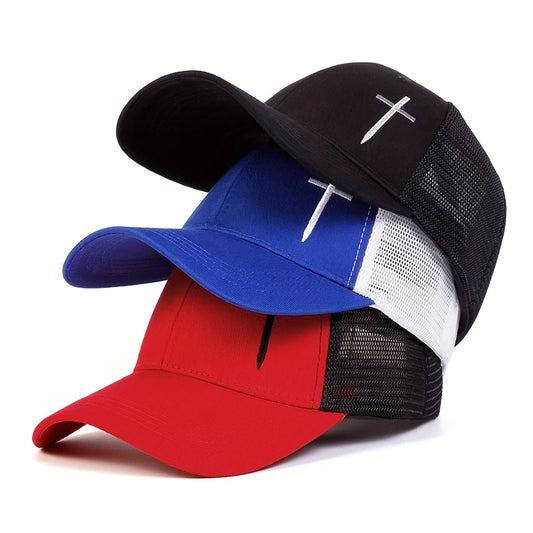 Mesh Cross Baseball Snapback Cap