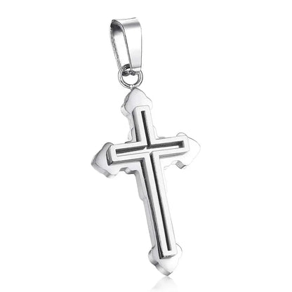 Stainless Steel Cross Pendant Necklace for Men -  Gold/Silver tone