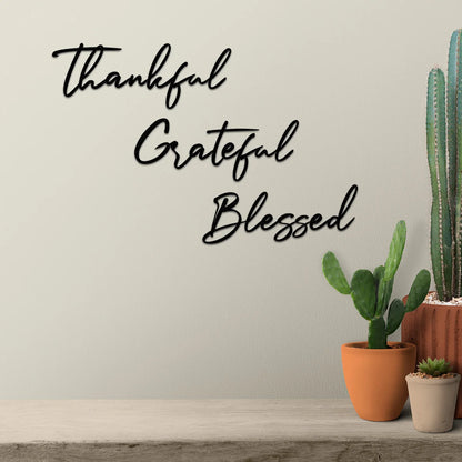 3pc "Thankful...Grateful....Blessed" Metal Wall Art