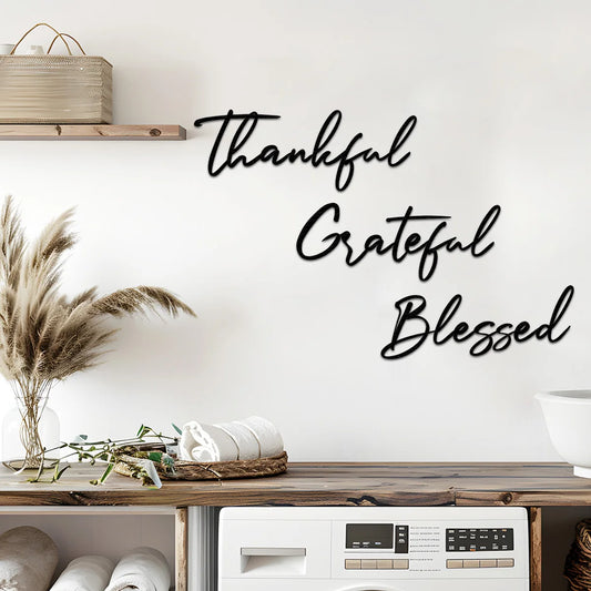 3pc "Thankful...Grateful....Blessed" Metal Wall Art