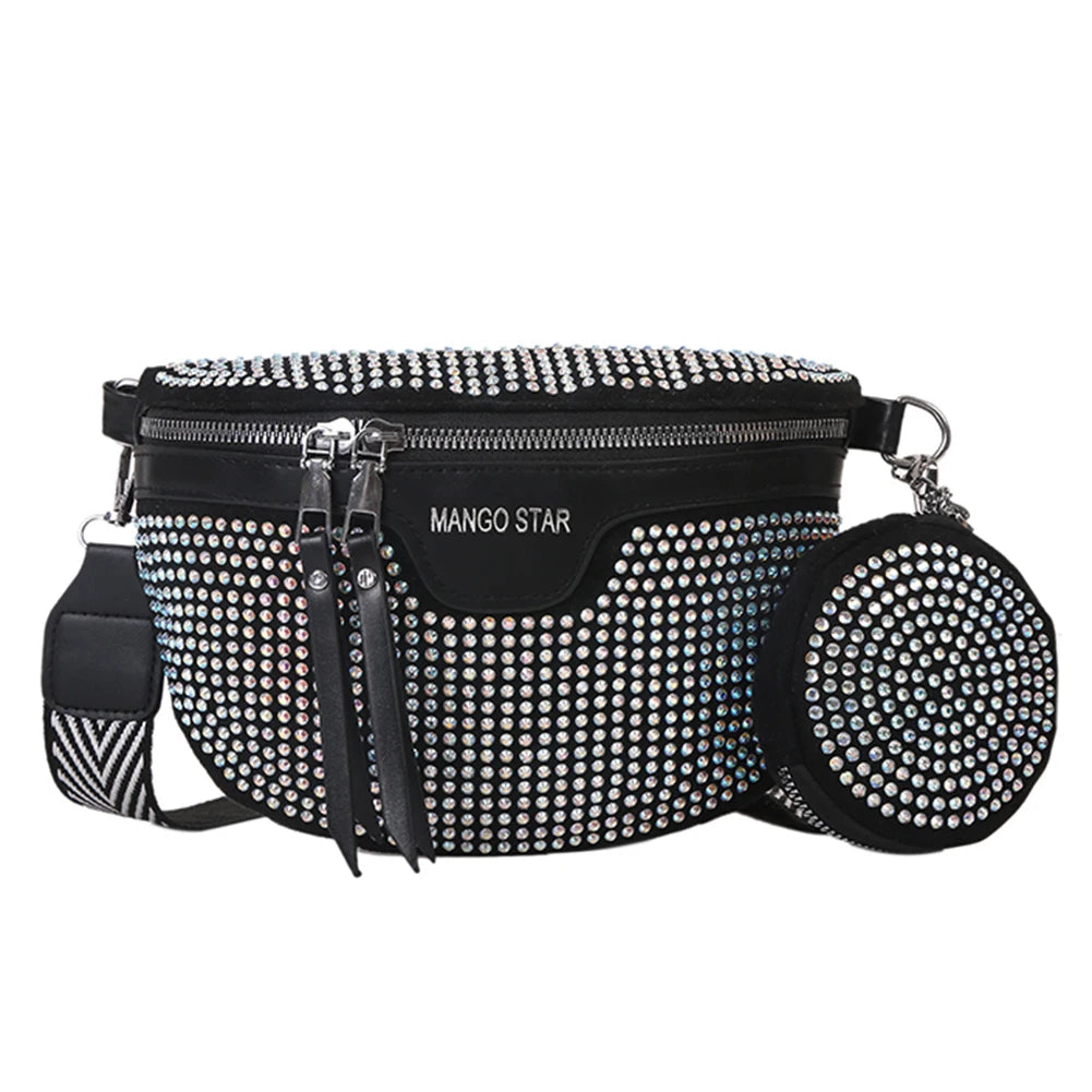 Rhinestone Chest/Waist Belt/Crossbody Handbag