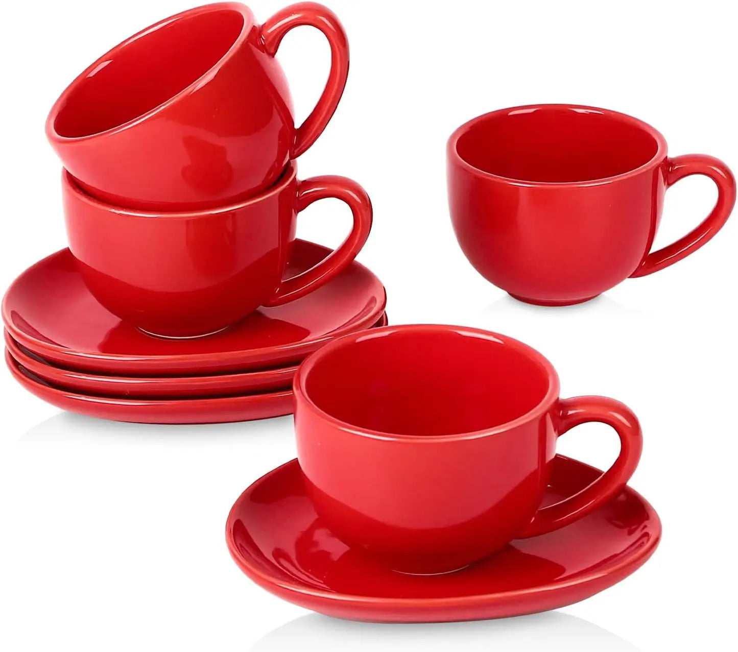 Set of 4 - 6.5 oz Cappuccino Cups with Saucers