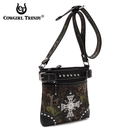 Camouflage Crossbody handbag with Rhinestone Cross