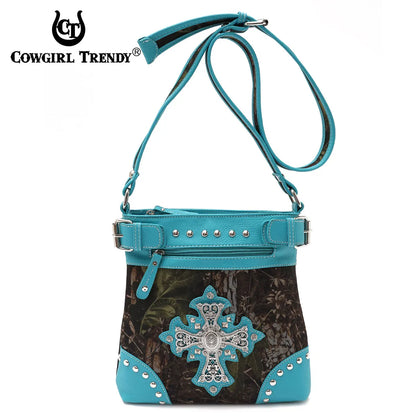 Camouflage Crossbody handbag with Rhinestone Cross