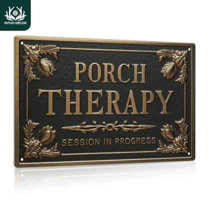 7.8 X 11.8 Inch PORCH THERAPY Vintage Metal Sign