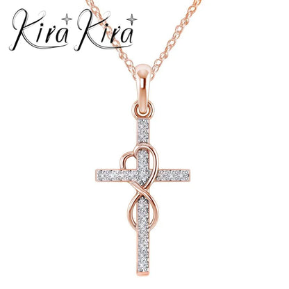 Alloy Pendant With Diamond Cross Necklace