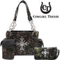 Camouflage Purse and Matching Wallet Set with Rhinestone Cross