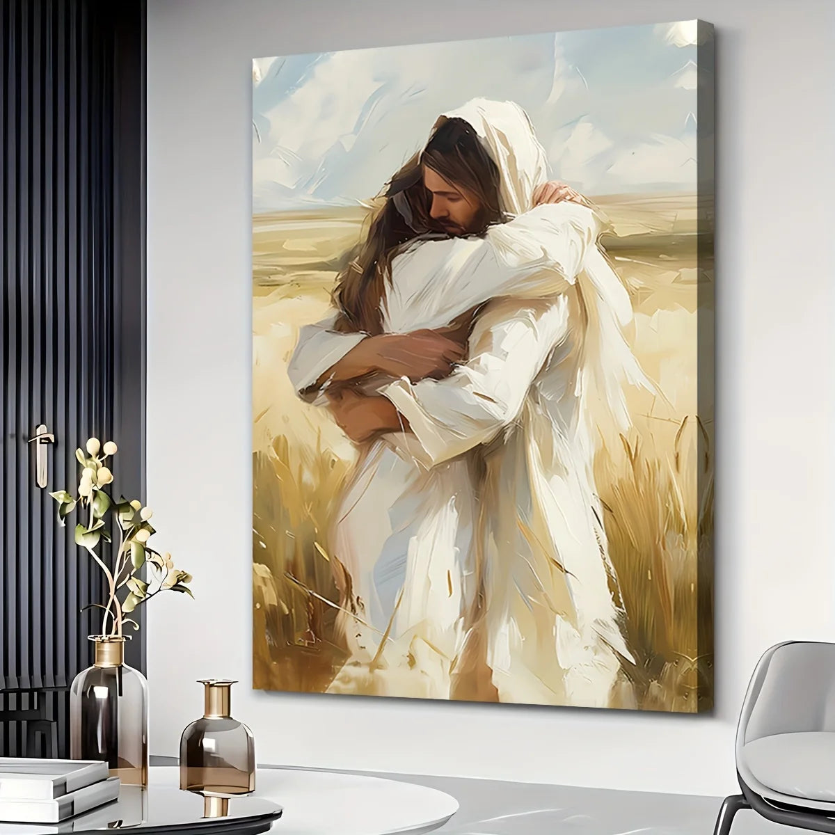 1PC Jesus Embracing Woman - Canvas Painting
