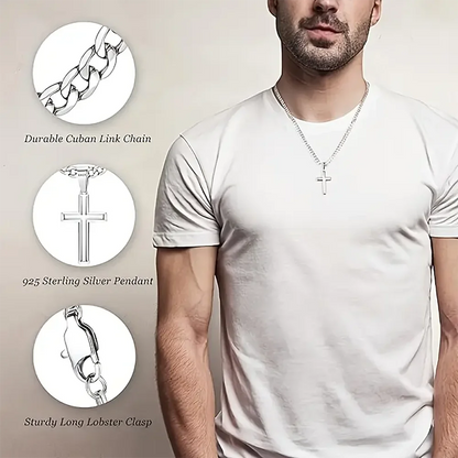 925 Sterling Silver Cross Necklace for Men/Women