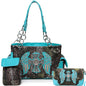 Camouflage W/ Rhinestone Cross Wings Purse W/ Matching Wallet Set