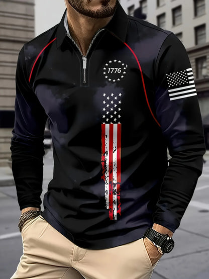 Men's American Flag Quarter Zip Shirt
