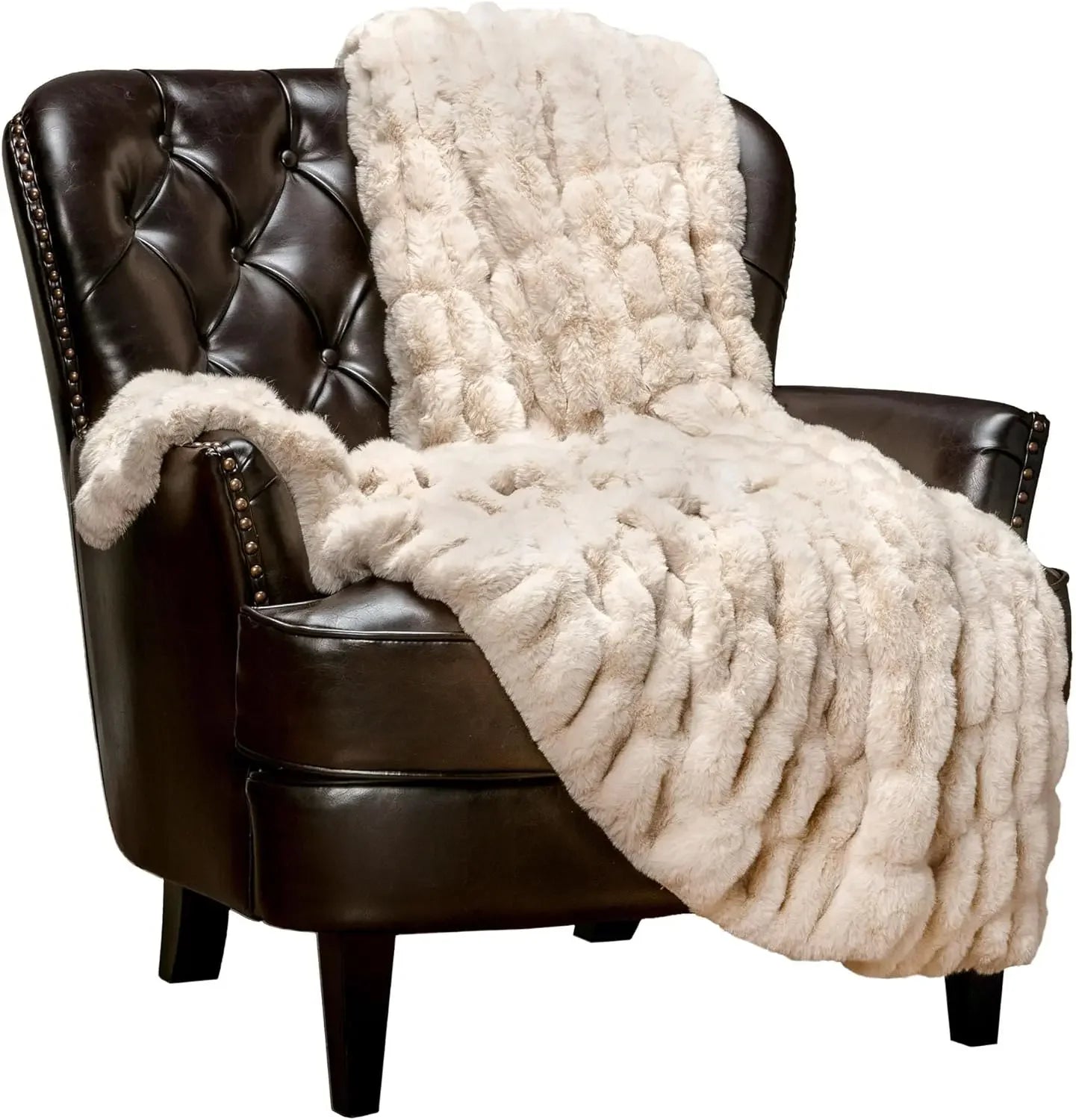 Premium Luxuriously soft, Faux Fur Throw/Blanket - 50" x 65\u201d - Off White