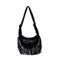 Suede Shoulder Bag W/ Tassels - Large Capacity