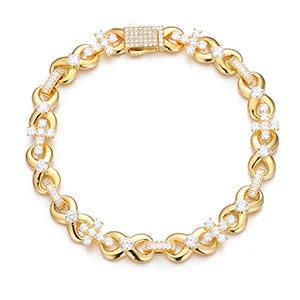 NEW STYLE S925 Silver Iced Out Cross Infinity Bracelet With Baguette Link For Women/Men