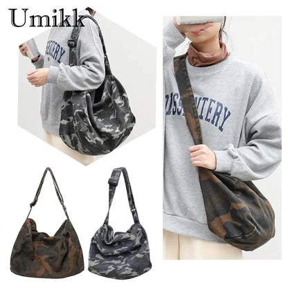 Casual Camouflage Canvas Messenger Bag - Large Capacity